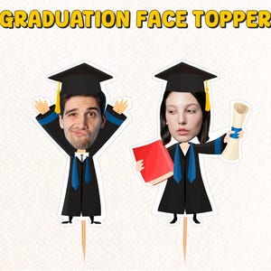 Face Cupcake Toppers for Graduation | 2025 Graduation Cupcake Toppers | CupCake Toppers for Graduation | Picture Graduation Cupcake Toppers