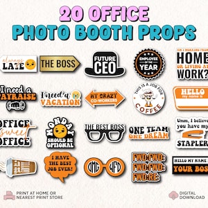 20 Office Party Photo Booth Props | Funny Adult Work Party Props Printable | Funny Adult Work SVG Bundle Props Instant Download