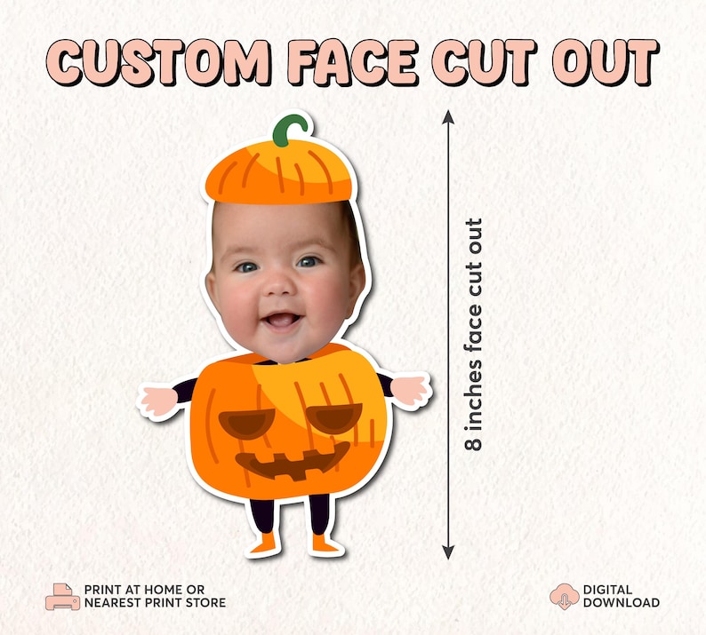 Printable Face on a Stick Pumpkin Face Prop Halloween Mask