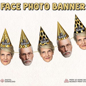 Retirement Photo Banner | Custom Face Retirement Photo Banner | Office Retirement Decorations | Printable Retirement Face Banner