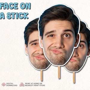 Custom Heads on a Stick | Personalized Face Photo Stick | Bachelorette Party Decor | Bridal Party Props | Big Head Face Cutouts Face Fan