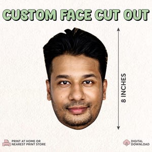 Personalized Face on a Stick | Custom Big Head Photo Prop | Bachelorette Party Prop | Birthday Big Face Stick | Custom Photo Stick Digital