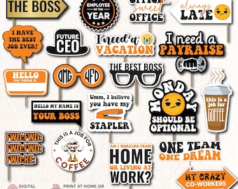20 Office Party Photo Booth Props | Funny Adult Work Party Props Printable | Funny Adult Work SVG Bundle Props Instant Download