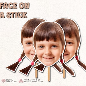 Printable Kids Big Head Face Fans | DIY Face on a Stick | Personalised Face Fans | Big Head Cutout | Custom Digital Download for Party Props