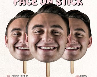 Ansiktsutklipp - Anpassade ansiktsmasker | Personligt foto av ansikte på pinne | Digital fil för fotobåsrekvisita | Möhippa-presenter