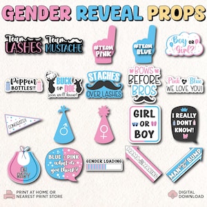 Printable Gender Reveal Props | Gender Reveal Party | Print Yourself Photo Booth Props | Baby Shower Printable Photobooth Props Set