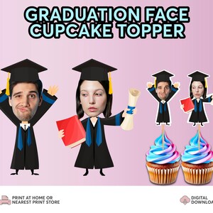 Face Cupcake Toppers for Graduation | Custom Cupcake Topper for Graduation | Custom Photo Graduation Cupcake Topper | Picture Cupcake Topper