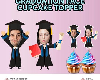 Face Cupcake Toppers for Graduation | Custom Cupcake Topper for Graduation | Custom Photo Graduation Cupcake Topper | Picture Cupcake Topper