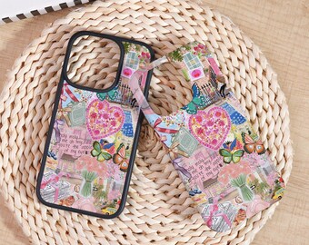 Heart Butterflies iPhone Case – Whimsical Floral Vintage Collage Art Cover