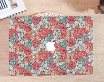 Creative Colorful Floral Sketch Pattern MacBook Pro 16 Case, Floral Style MacBook Case
