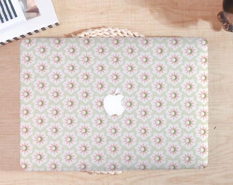 Coque MacBook Bottm personnalisée motif soleil à pois verts