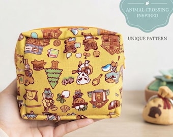 Animal Crossing Pouch, Handmade Fabric Coin Purse, Cute Small Zipper Pouch, Gamer Makeup Bag, Aesthetic Toiletry Bag, Unique Gaming Gift