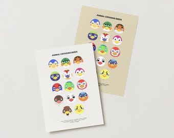 Animal Crossing Bird Villagers Poster Pack, Jacques Midge Twiggy Robin Sparro Jay ACNH Printable, Cozy Gaming Wall Art, Digital Download A4