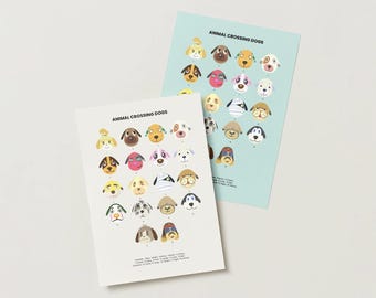 Animal Crossing Dog Villagers Poster Pack, Isabelle Lucky Cherry Goldie Bones ACNH Printable, Cozy Gaming Wall Art, Digital Download A4 ACNH