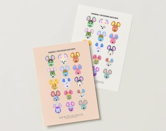Animal Crossing Mouse Villagers Poster, Digital Print, ACNH Mouse Characters, Cozy Gamer Room Decor, Poster, Petri & Chadder, ACNH mice