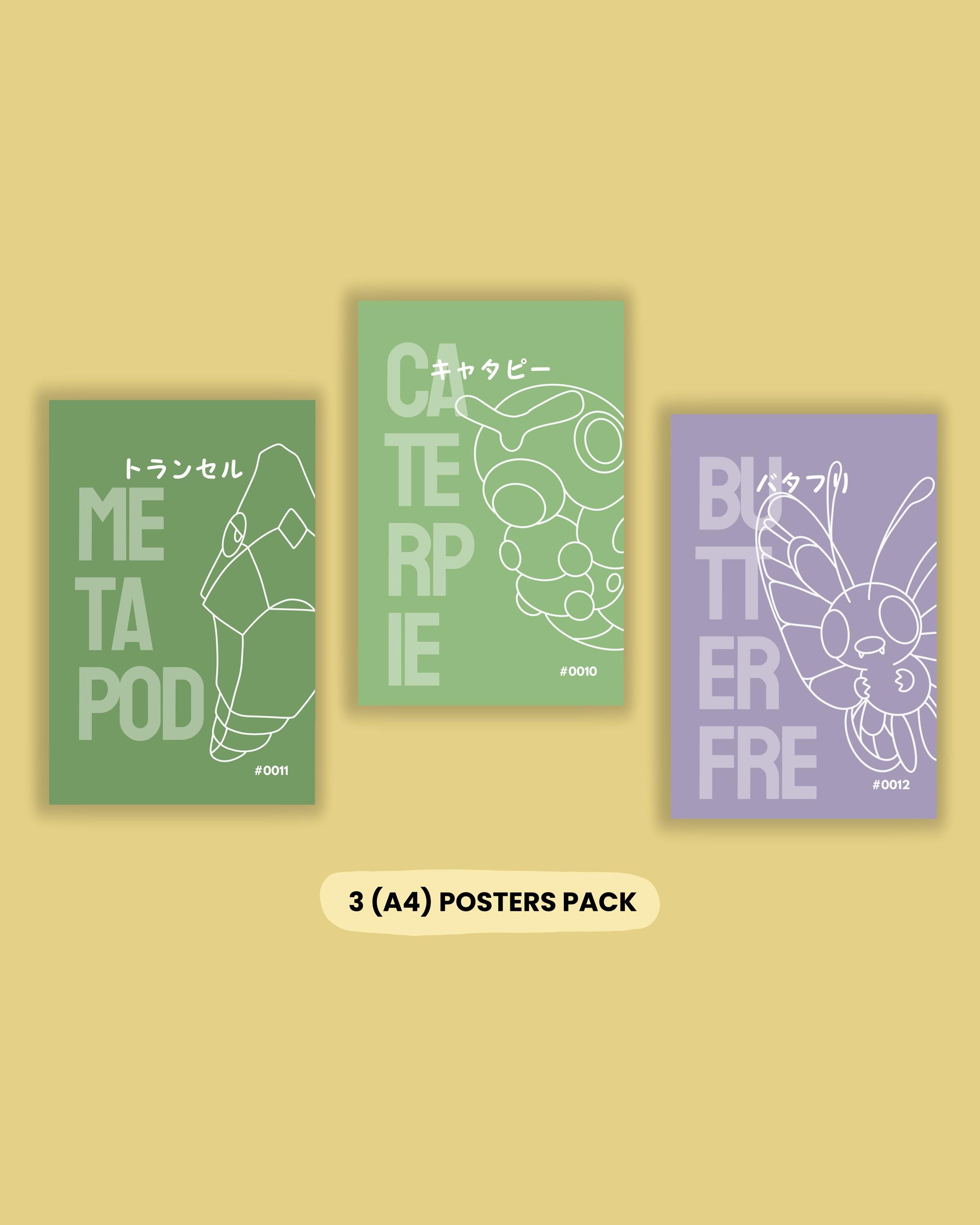 Bug Type Pokemon Poster - Kanto Region Minimalist Print - Evolution ...