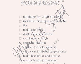 Healthy Girl Morning Routine | Self-Care Checklist | Wellness Planner | Printable Daily Habits Tracker | Mindful Morning PDF
