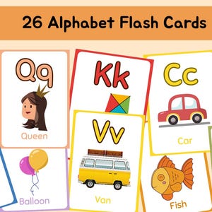 26 Alphabet-Bildkarten - Lernkarten von A bis Z - ABC lernen für Kinder - im Montessori-Stil - digitaler Download