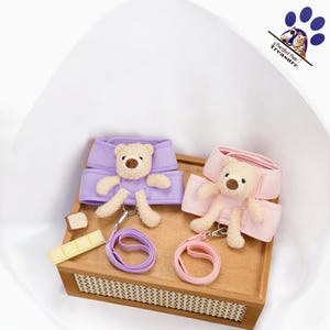 Cute Bear Dog Harness & Leash Set | Adjustable Pet Vest for Small Dogs | Soft Breathable Puppy Harness