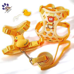 Duck Dog Harness and Leash Set | Adjustable No-Pull Pet Vest for Small Dogs and Cats | Cute Puppy Walking Gear