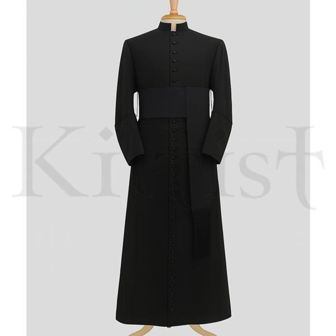 Black Roman Cassock Soutane | Custom Clergy Robe With Cinctur Priest ...