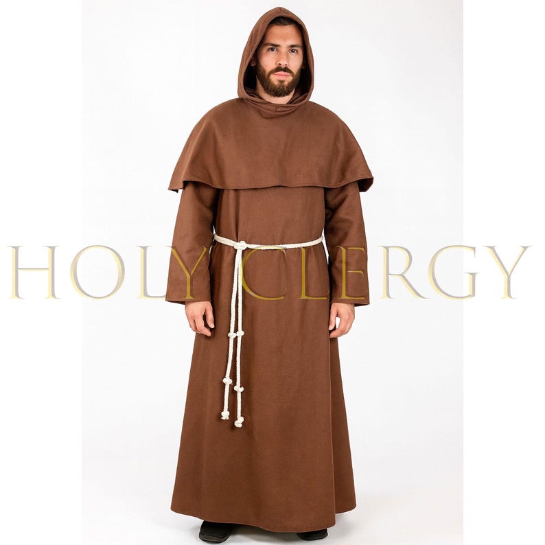 Monk Robe Split Religious Franciscan Monk Robe Medieval Clergy Habit for Ren Faire ...