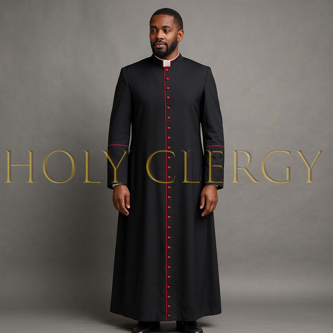 Roman Robi Roman Black Cassock Robe With Red Trim – Catholic Clergy Vestment - Etsy