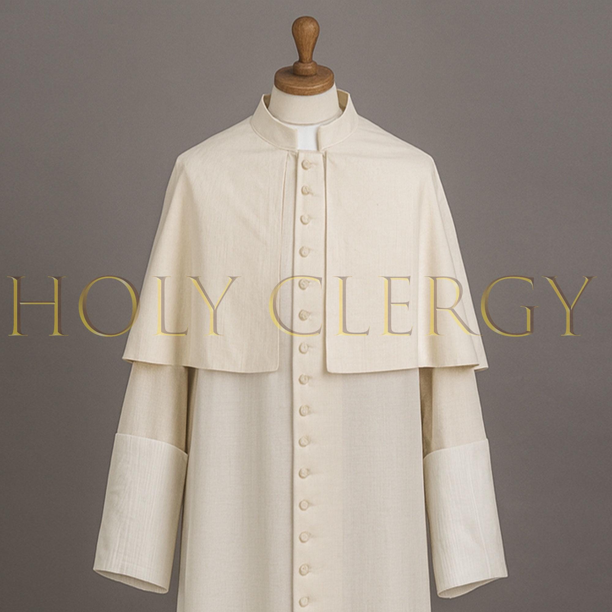 Ivory Church Roman Cassock Adult Clergy Robe Cassock Soutane With Cape ...