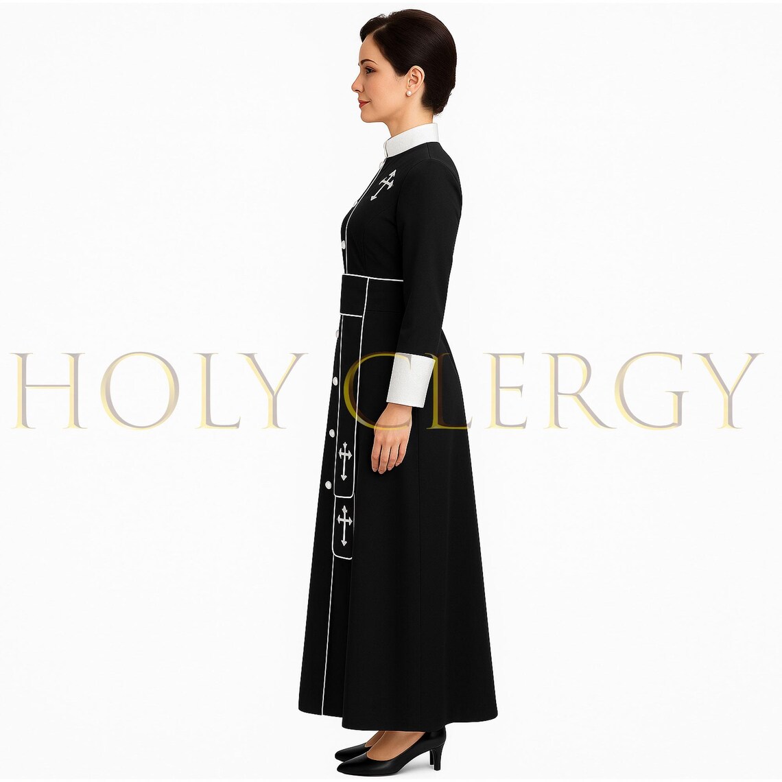 Female Black and White Cassock With Cross Embroidery – Mary Magdalene ...