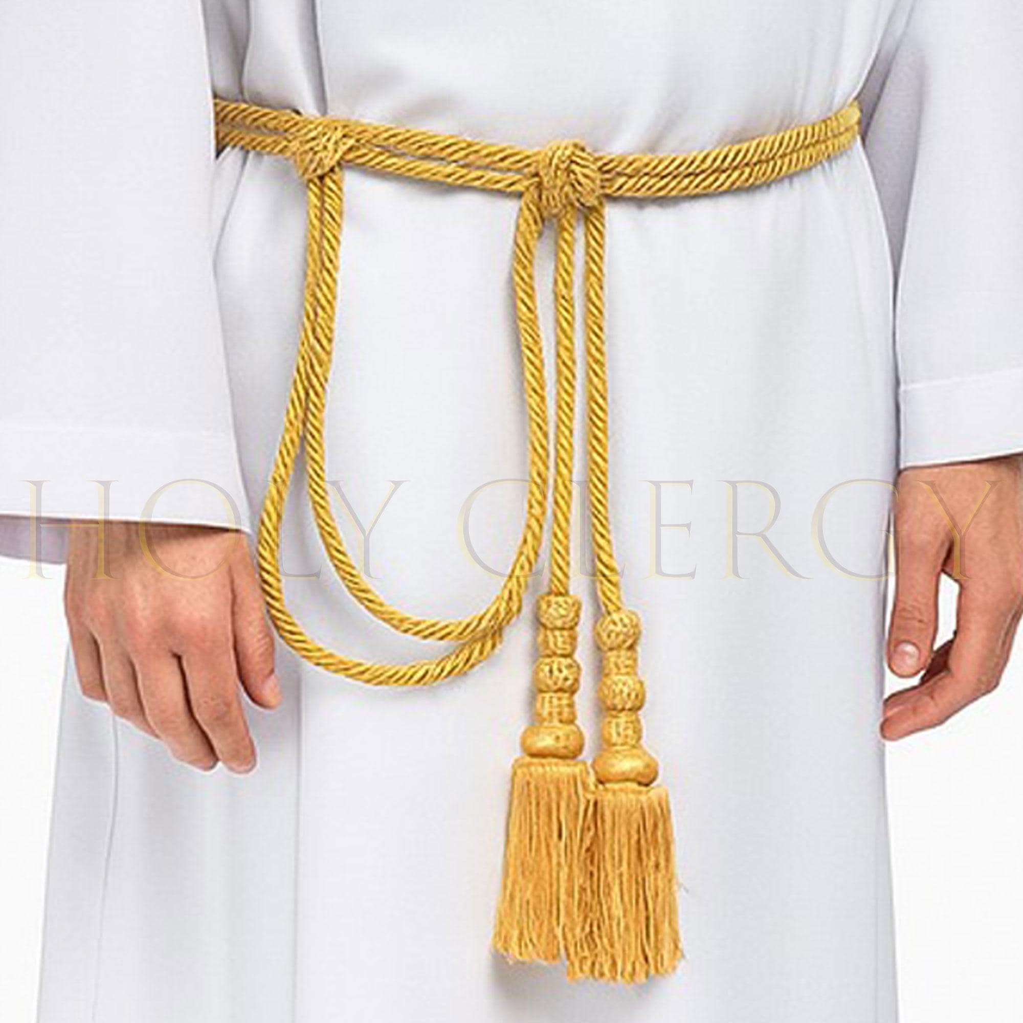 OLYCRAFT Clergy Cincture Rope – Cotton Braided Waist Rope With Tassel, White, For Robes And Vestments