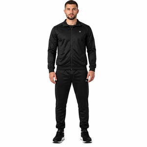 Conjunto deportivo negro de alto rendimiento para hombre, chándal deportivo con cremallera.