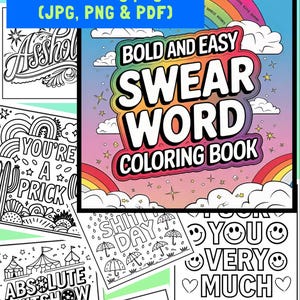 Bold And Easy Swear Word Coloring Book - Adult Coloring Book - Stress Relief - Funny - Coloring Pages - Printable PDF