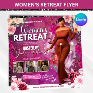 Women&#39;s Retreat Flyer, Woman Conference Flyer, Guest Speaker Flyer, Women Event Invitation, Networking Celebration, Canva Editable