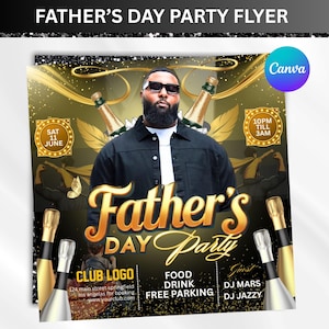 Father&#39;s Day Party Flyer, Father&#39;s Day Invitation Flyer, Club Party Flyer Template, Best Dad Event Flyer, Social Media Flyer, Canva Editable