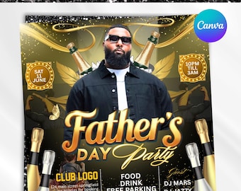 Father&#39;s Day Party Flyer, Father&#39;s Day Invitation Flyer, Club Party Flyer Template, Best Dad Event Flyer, Social Media Flyer, Canva Editable