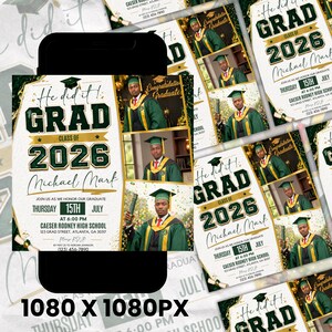 Graduate Flyer, Graduation Party Flyer, Graduation Invitation, College Graduation, High School, Class of 2026, Senior Grad Announce, DIY Canva