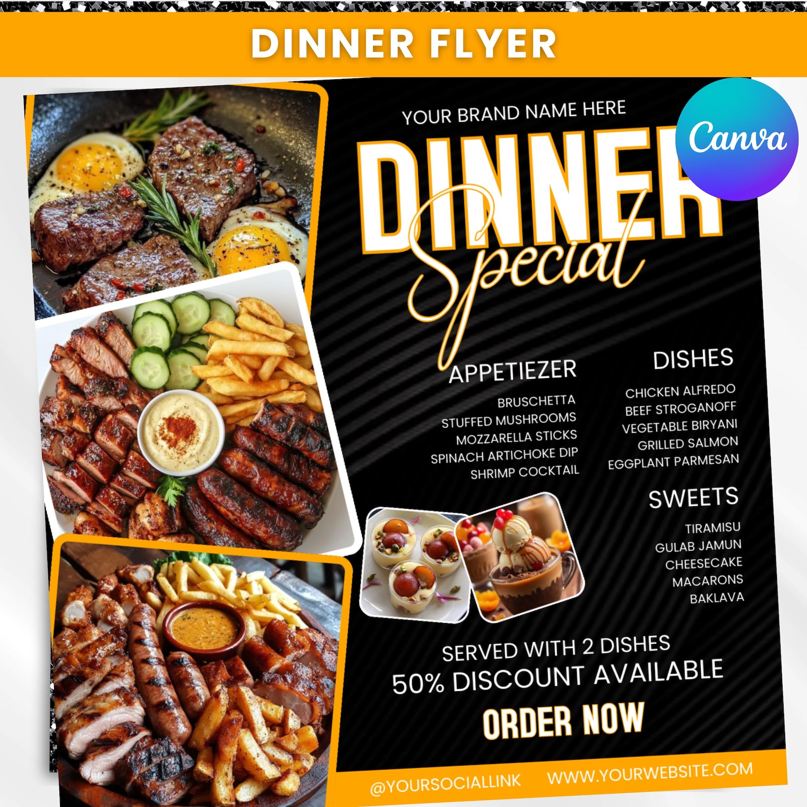 Dinner Specials Flyer, Dinner Sale Flyer, Dinner Menu Deals Flyer ...