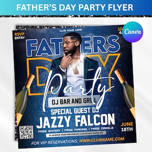Father&#39;s Day Party Flyer, Father&#39;s Day Invitation Flyer, Club Party Flyer Template, Best Dad Event Flyer, Social Media Flyer, Canva Editable