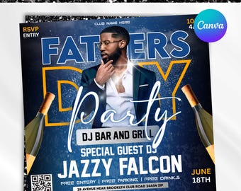Father&#39;s Day Party Flyer, Father&#39;s Day Invitation Flyer, Club Party Flyer Template, Best Dad Event Flyer, Social Media Flyer, Canva Editable