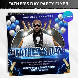 Father&#39;s Day Party Flyer, Father&#39;s Day Invitation Flyer, Club Party Flyer Template, Best Dad Event Flyer, Social Media Flyer, Canva Editable
