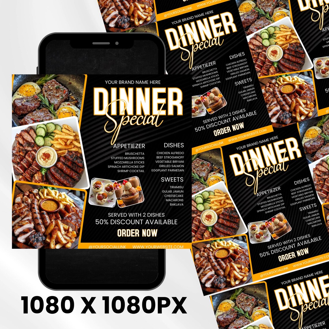 Dinner Specials Flyer, Dinner Sale Flyer, Dinner Menu Deals Flyer ...