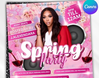 Spring Party Flyer, Party Flyer, Spring Break Party Flyer, Club DJ Party Invite, Day party, Event Flyer, Spring Event Flyer, Canva Editable