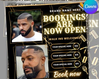 Barber Booking Flyer, Halloween Barber Booking Flyer, Fall Szn Barber Booking Flyer, Thanksgiving Booking, Book Now, Haircut, Canva Editable
