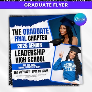 Graduate Flyer, Graduation Party Flyer, Graduation Invitation, College Decision, Class of 2025 Flyer, Senior Grad Announce, Canva Editable