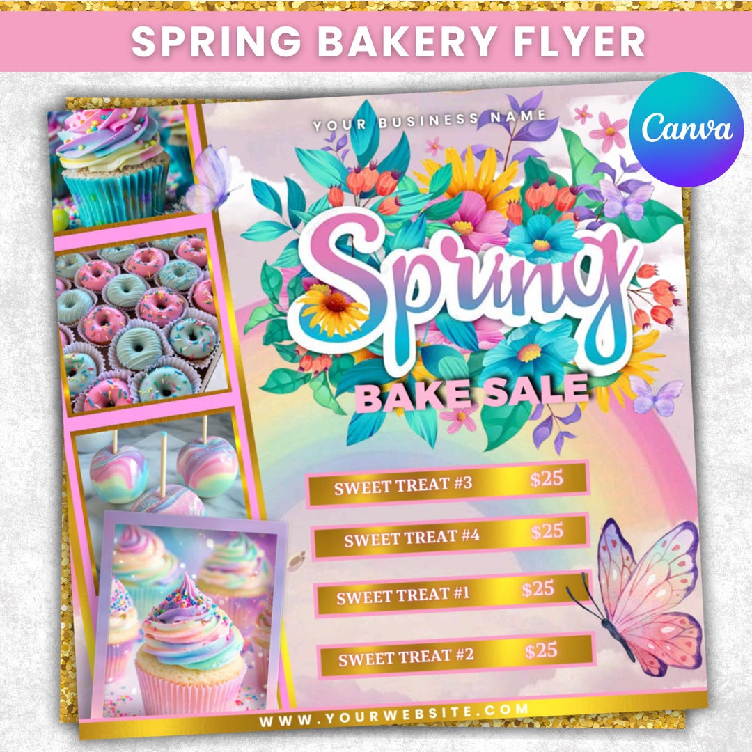 Spring Bake Sale Flyer, Spring Bakery Flyer, Sweet Treats Flyer, March ...