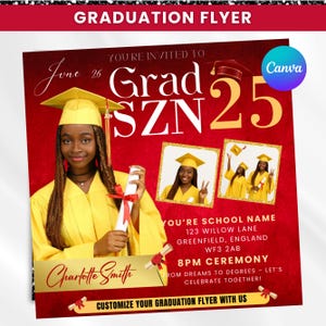 Graduate Flyer, Graduation Party Flyer, Graduation Invitation, College Decision, Class of 2025 Flyer, Senior Grad Announce, Canva Editable