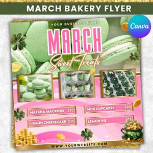 March Bake Sale Flyer, Spring Bakery Flyer, Sweet Treats Flyer, March Dessert Flyer, Bake Shop Flyer, Cake Pastry Flyer, Canva Editable