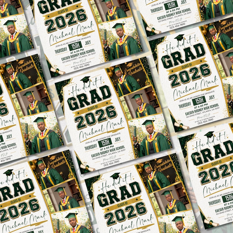 Graduate Flyer, Graduation Party Flyer, Graduation Invitation, College Graduation, High School, Class of 2026, Senior Grad Announce, DIY Canva