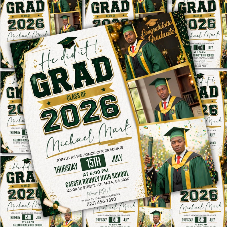 Graduate Flyer, Graduation Party Flyer, Graduation Invitation, College Graduation, High School, Class of 2026, Senior Grad Announce, DIY Canva