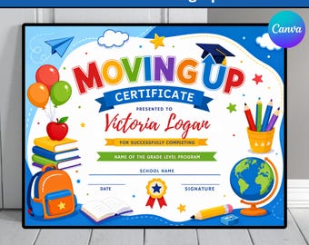 Editable Preschool Moving Up Certificate, Prek Moving Up Certificate, Preschool Graduation Diploma, Certificate Template For Kids